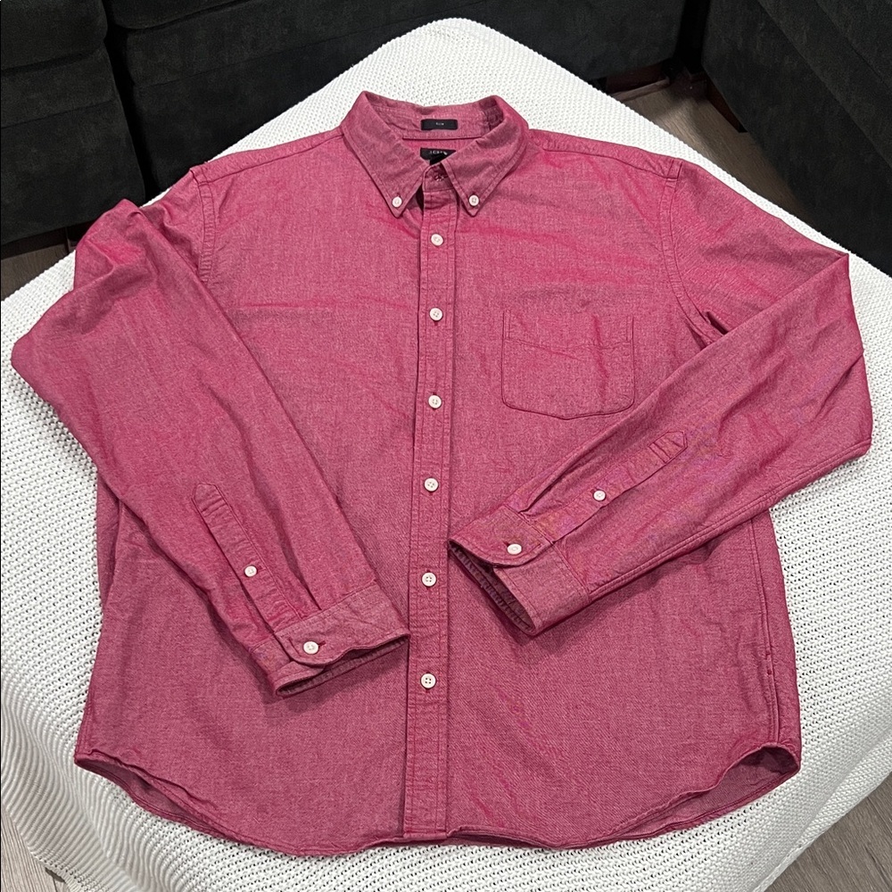 J. Crew Men's Red Casual Button-Down Shirt